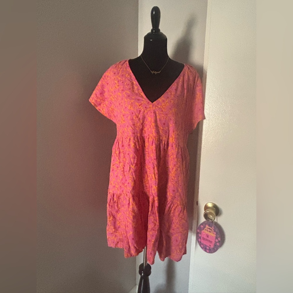 Universal threads (Target) flutter sleeve v neck linen/rayon dress
